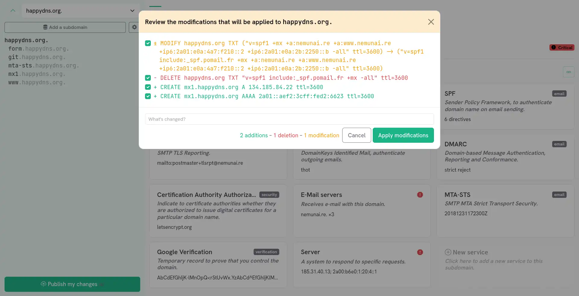 Reviewing changes before applying them